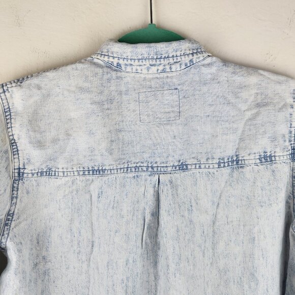 Rails Ingrid Light Acid Wash Raw Hem Button Up Shirt Lyocell Linen sz S - Picture 7 of 16